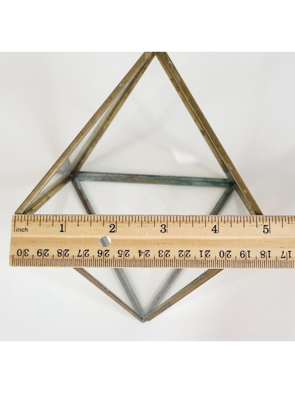 Brass & Glass Terrarium Geometric Succulent Holder Centerpiece Gold Tone Vintage - Picture 7 of 9